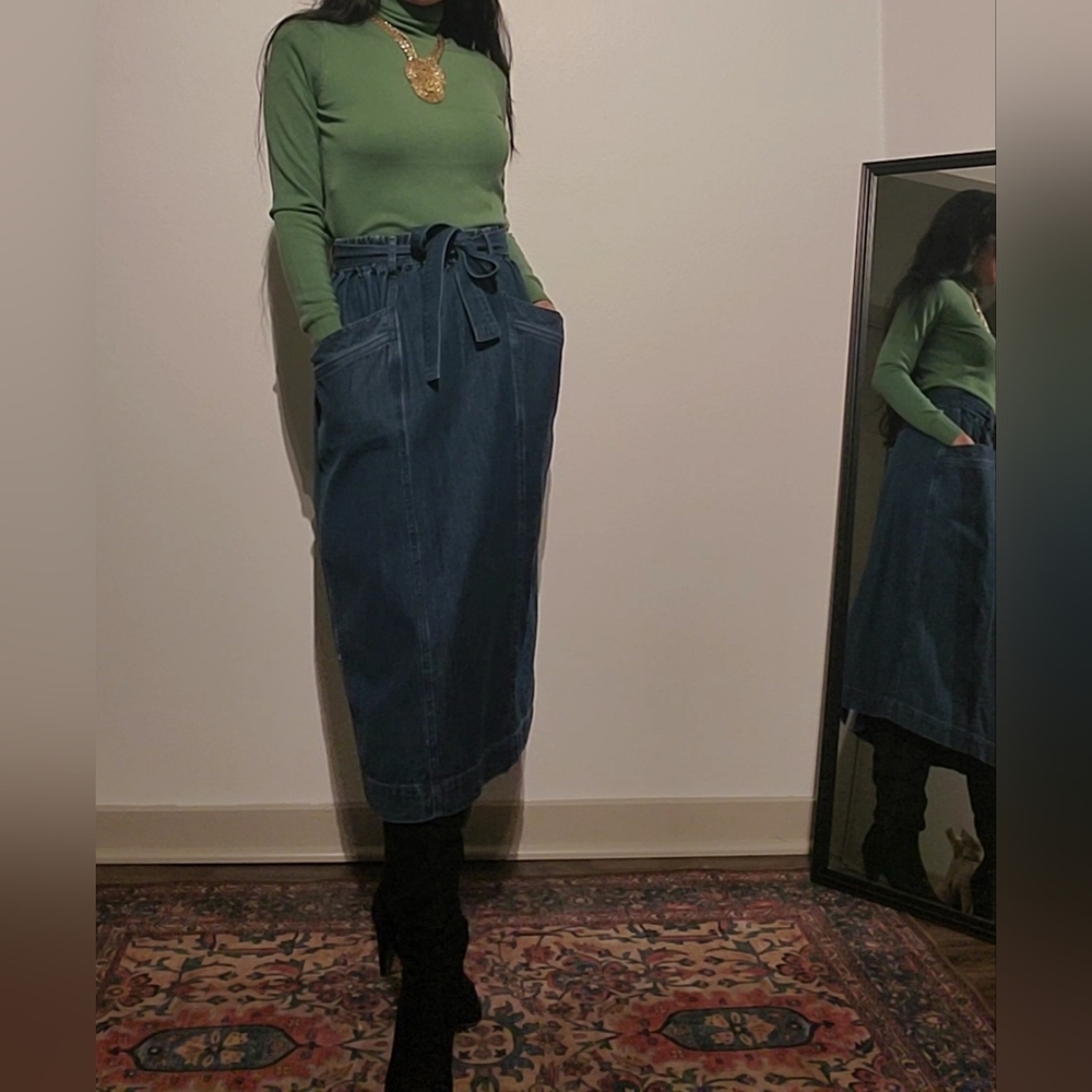 16◼️ ST JOHN'S BAY HIGH RISE MIDI DENIM SKIRT